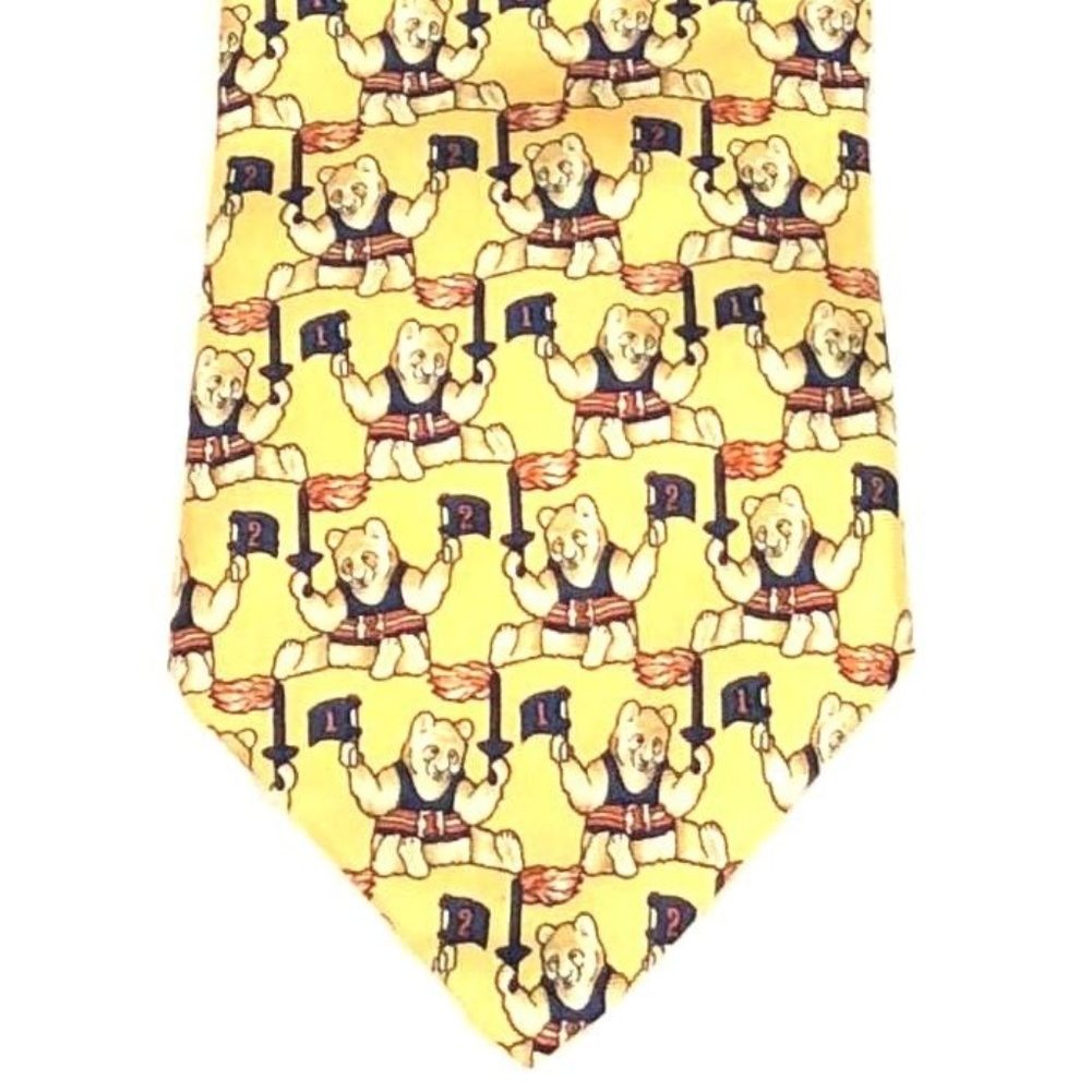 Brooks Brothers Makers 100 Silk Yellow with Bear